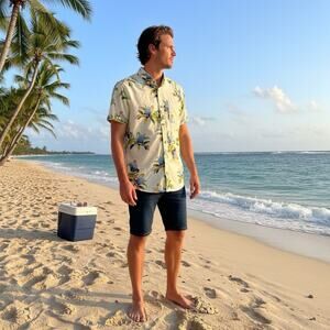 Roark Men's Scholar La Selva Shirt Short Sleeve Classic Fit Button Up Size S